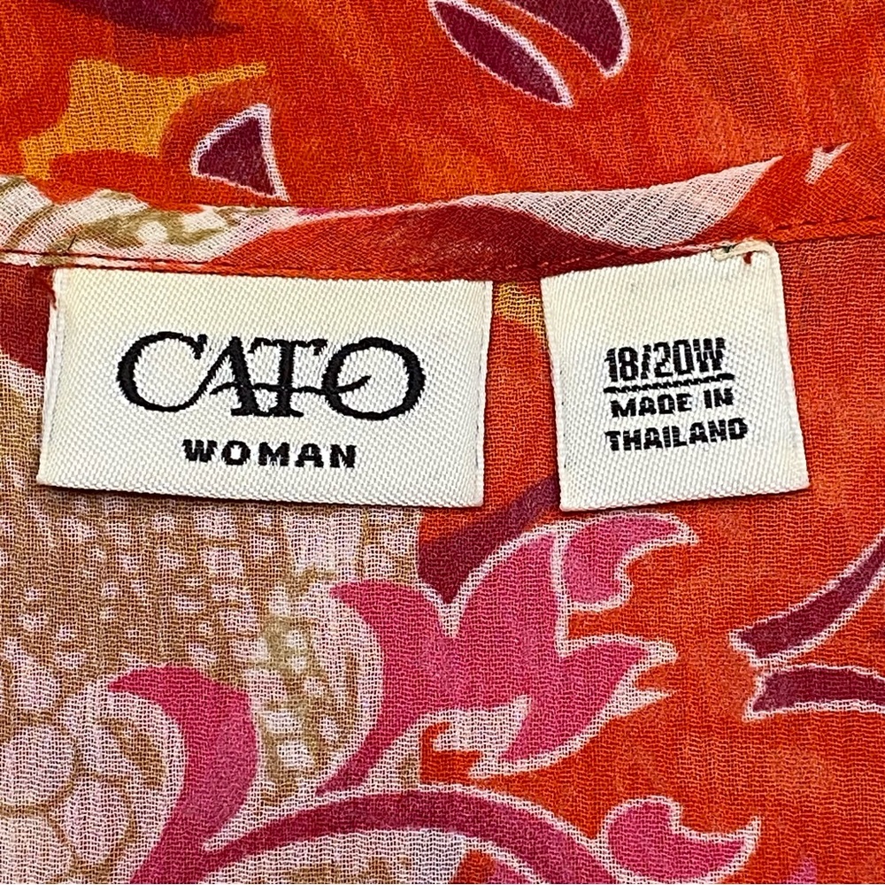 Cato Ruffle Front Tank Blouse Women 18/20W Gold Orange Paisley Sleeveless Casual - Picture 4 of 6